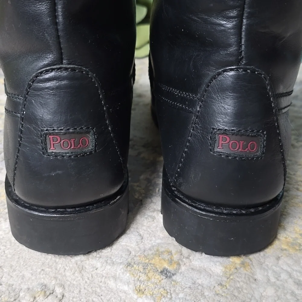 Polo by Ralph Lauren Black Leather Combat Boots